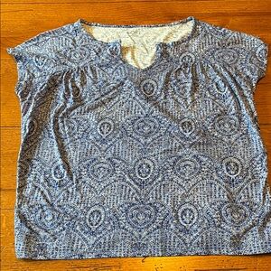 LOFT Blue Flutter Sleeve Blouse with Relaxed Fit